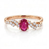 0.71 CT Ruby Oval Cut and Round Cut Diamond Ring