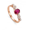 0.71 CT Ruby Oval Cut and Round Cut Diamond Ring