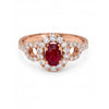 1.12 CT Ruby Oval Cut and Round Cut Diamond Halo Ring