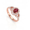 1.12 CT Ruby Oval Cut and Round Cut Diamond Halo Ring