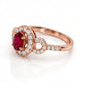 1.12 CT Ruby Oval Cut and Round Cut Diamond Halo Ring