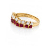 0.99 CT Ruby Princess Cut Multi Row Diamond Ring