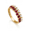 0.99 CT Ruby Princess Cut Multi Row Diamond Ring