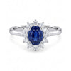 0.72 CT Sapphire Oval Cut and Round Cut Diamond Halo Ring