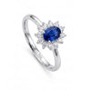 0.72 CT Sapphire Oval Cut and Round Cut Diamond Halo Ring