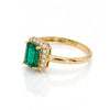 1.14 CT Emerald Octagon Cut and Round Cut Diamond Halo Ring