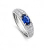 0.92 CT Sapphire Oval Cut and Round Cut Diamond Ring