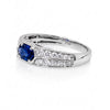 0.92 CT Sapphire Oval Cut and Round Cut Diamond Ring