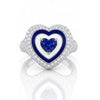 2.15 CT Sapphire Heart Cut and Round Cut Diamond Ring