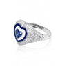 2.15 CT Sapphire Heart Cut and Round Cut Diamond Ring