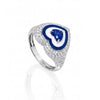 2.15 CT Sapphire Heart Cut and Round Cut Diamond Ring