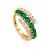 1.45 CT Emerald Oval Cut and Round Cut Spiral Diamond Ring