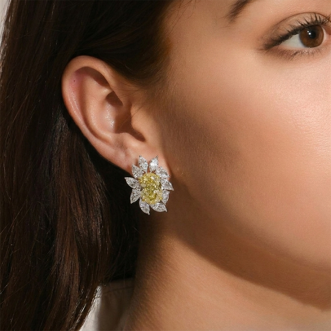 Sapphire, Pear, Oval & Marquise Diamond Earrings in 18K White Gold - Image 2