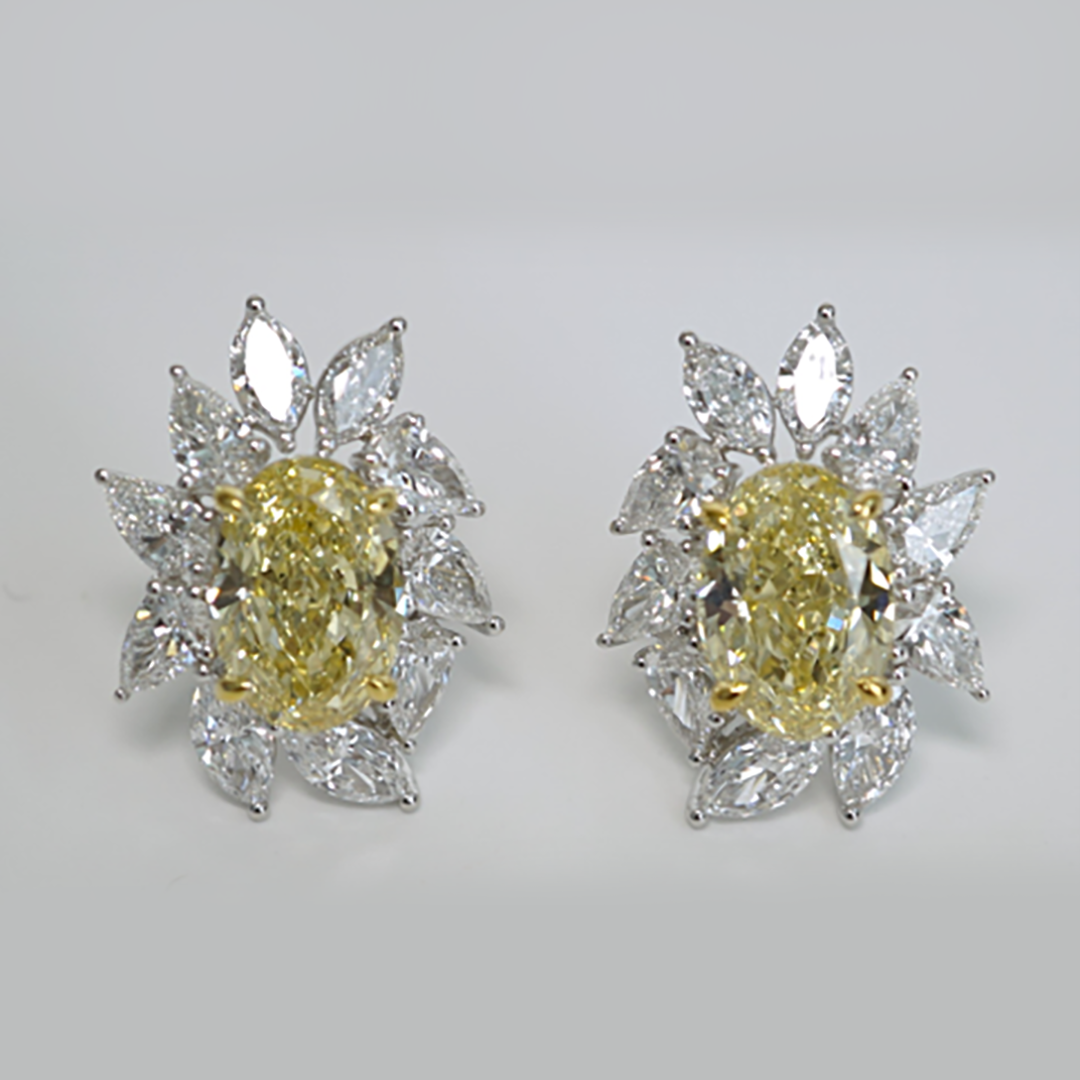 Sapphire, Pear, Oval & Marquise Diamond Earrings in 18K White Gold