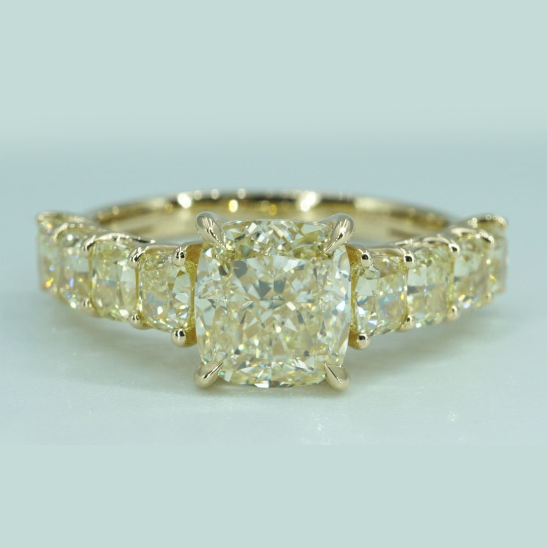 GIA-Certified Cushion Diamond Ring in 18K Yellow Gold