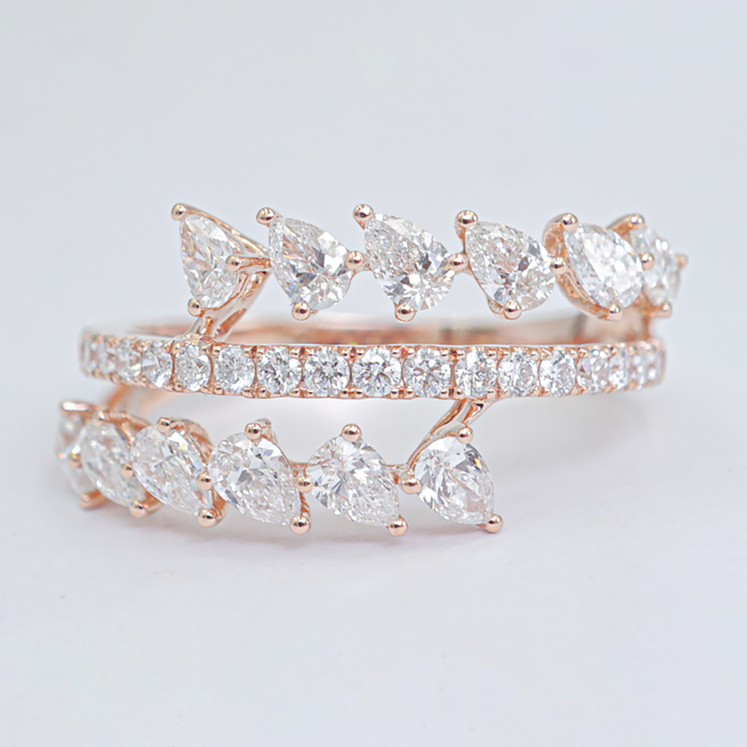 Pear Diamond Cluster Ring in 18K Rose Gold