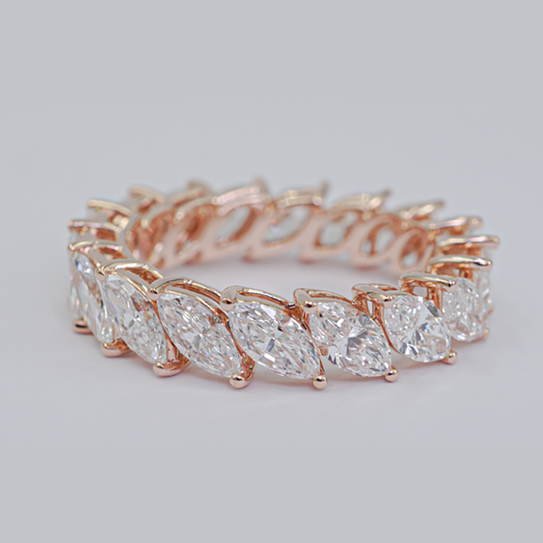 Marquise Diamond Band Ring in 18K Rose Gold
