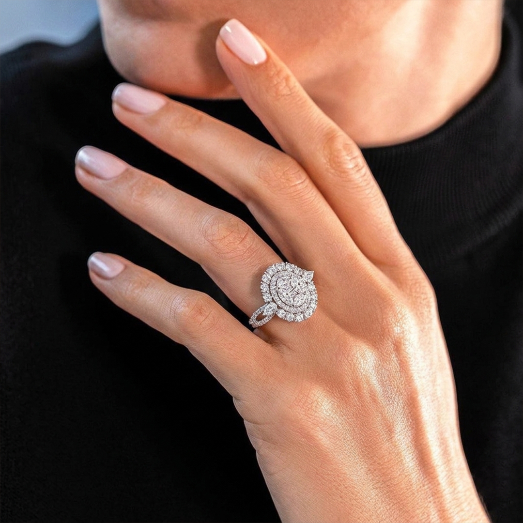 Pear, Marquise & Princess Diamond Ring in 18K White Gold - Image 2