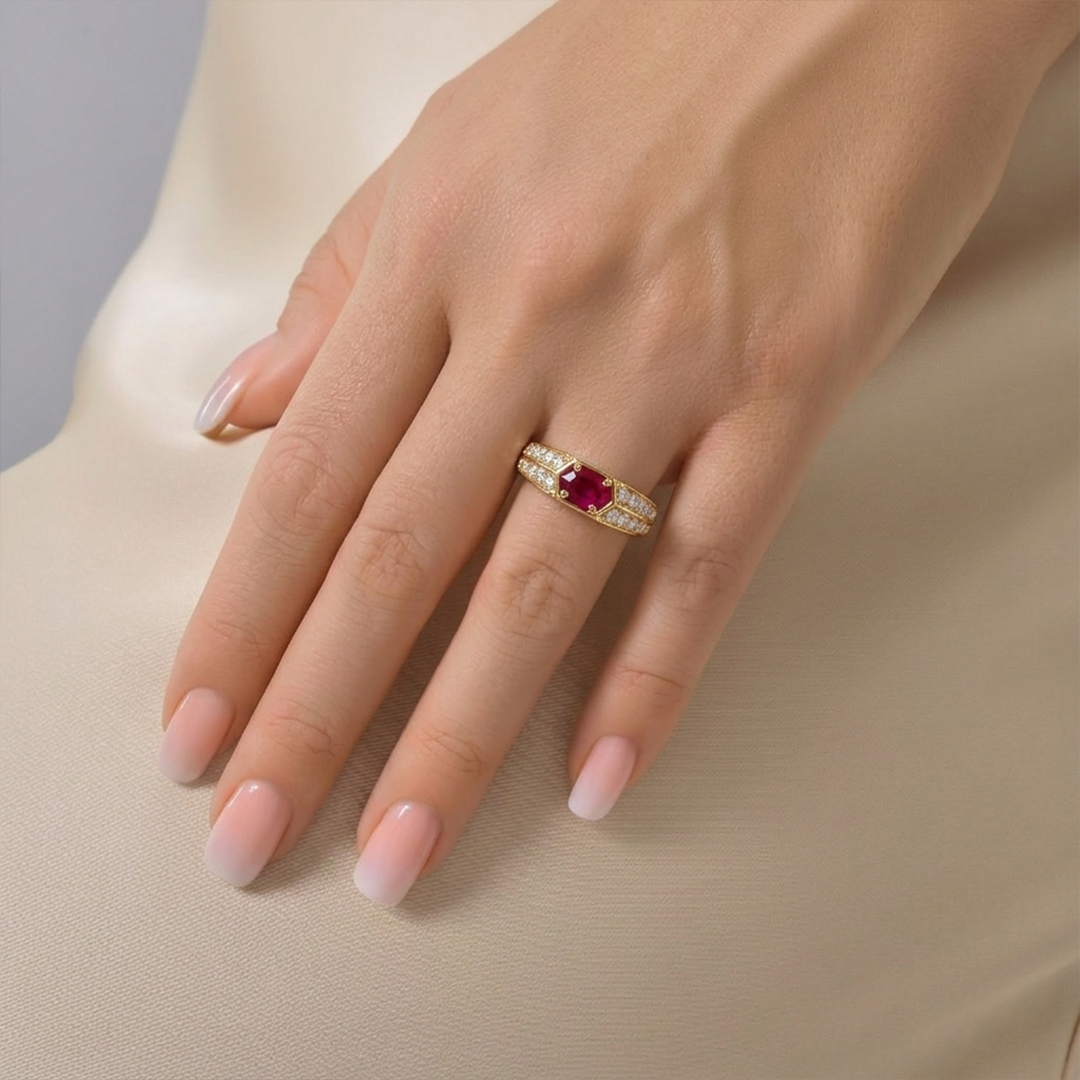 Ruby & Diamond Cocktail Ring in 18K Rose Gold - Image 2