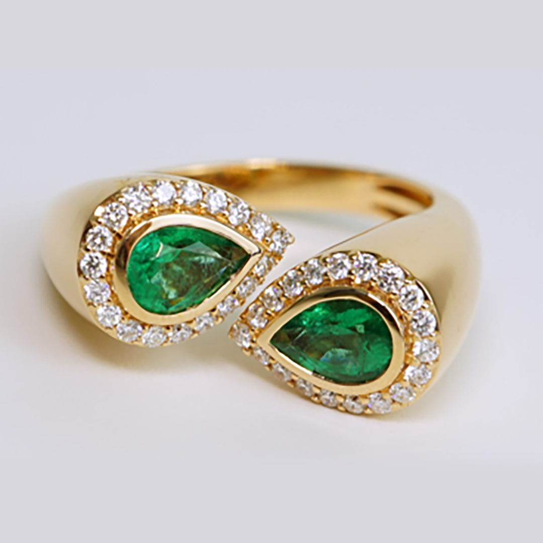Emerald & Diamond Toi-et-Moi Ring in 18K Rose Gold