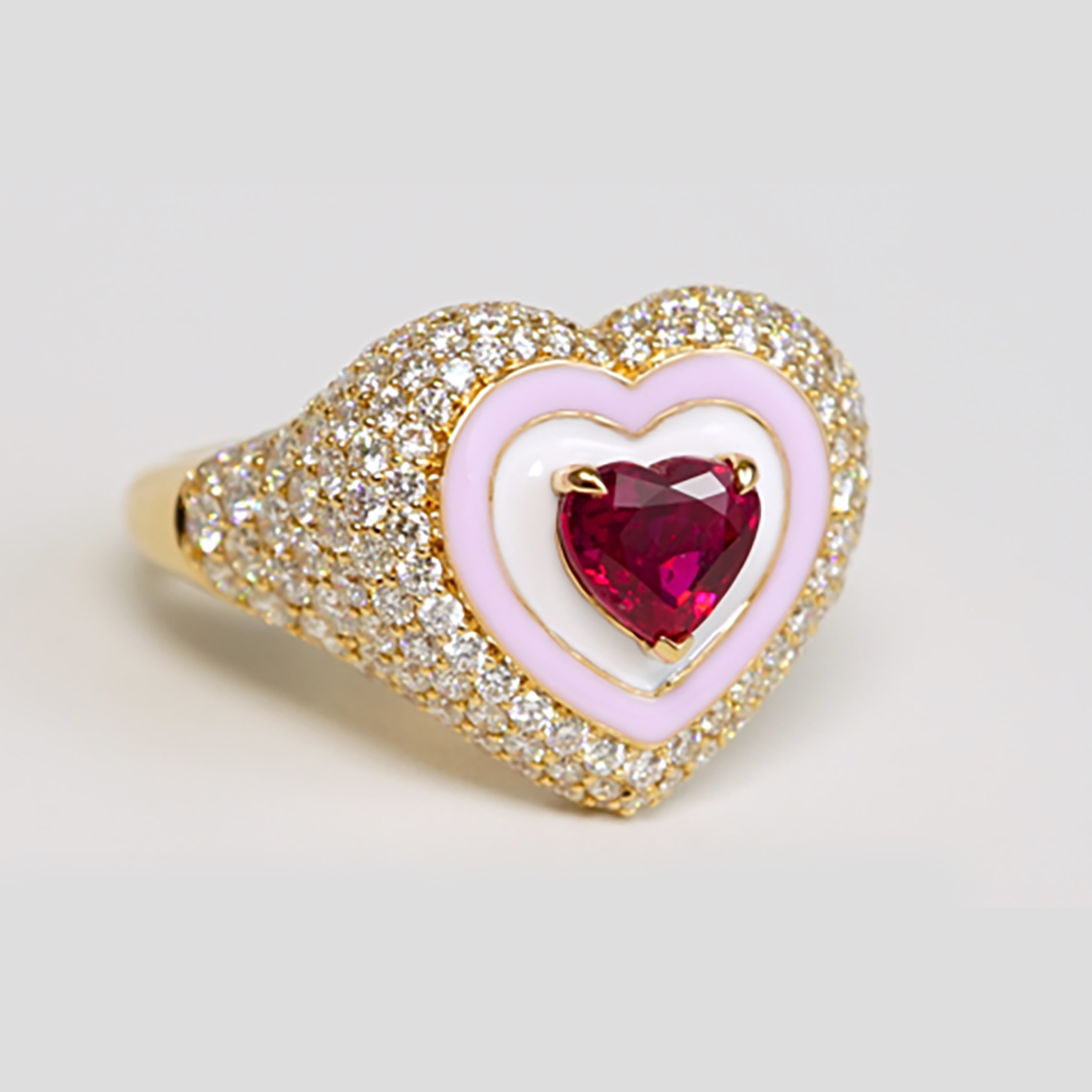 Ruby & Diamond Statement Ring in 18K Rose Gold