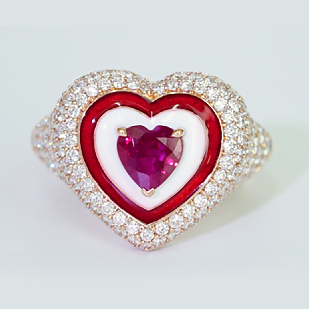 Ruby & Diamond Statement Ring in 18K Rose Gold