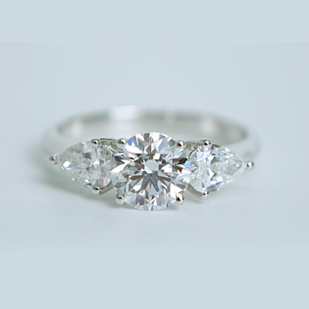 Lab-Grown Diamond Three-Stone Ring in 18K White Gold