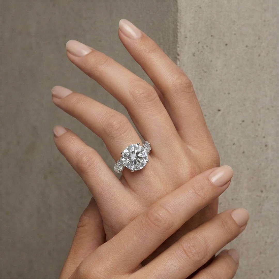 Lab-Grown Pear Diamond Ring in 18K White Gold - Image 2