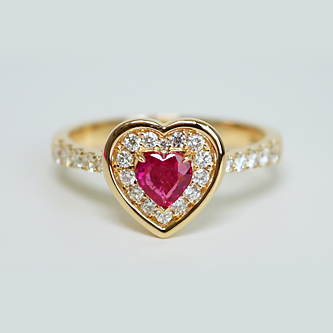 Ruby & Diamond Ring in 18K Rose Gold